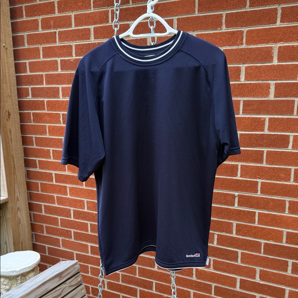Reebok Navy Athletic Tee with White Neck Trim